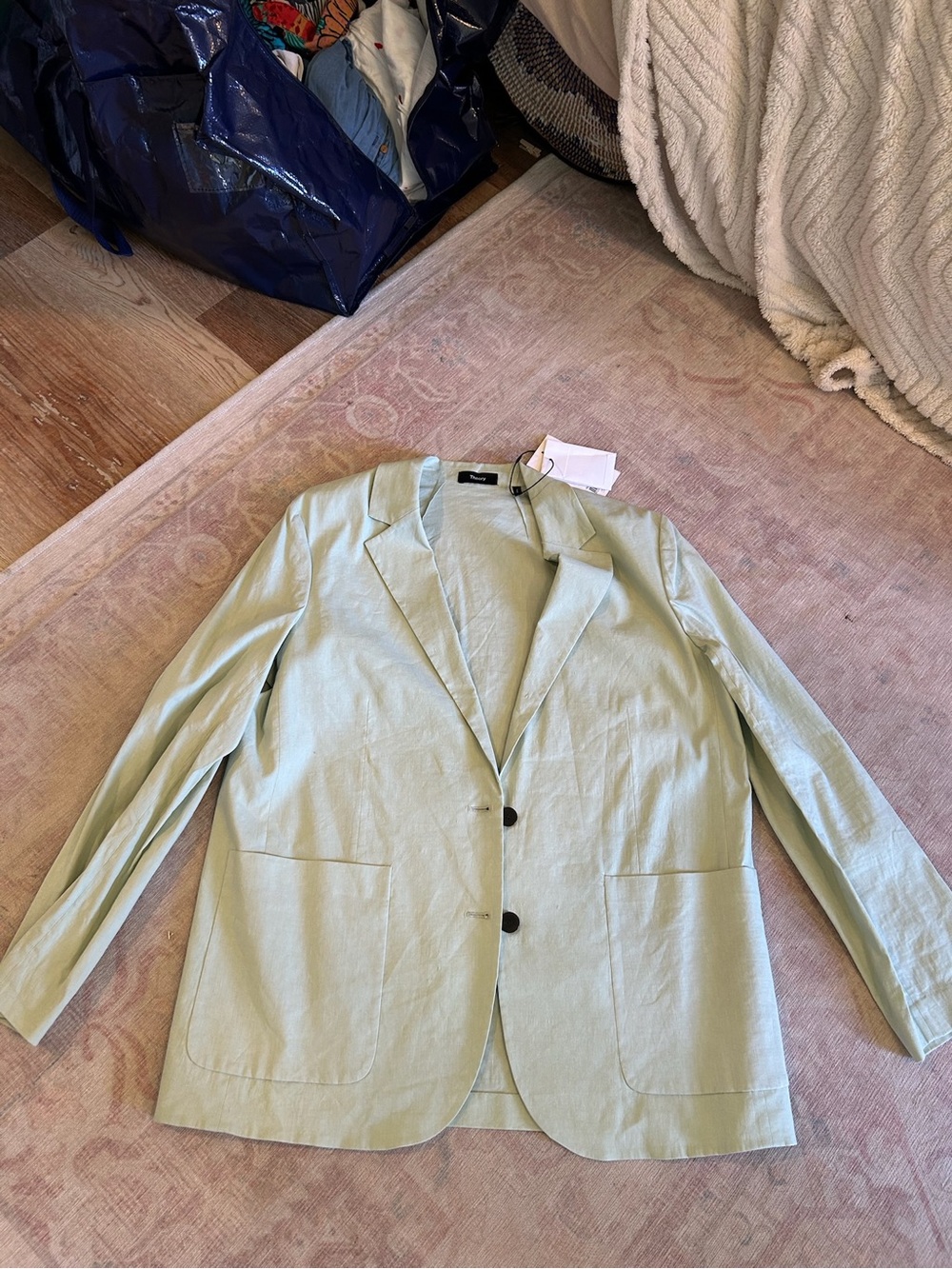 Theory Light Mint Good Wool Blazer & Tailored Shorts Set - Picture 9 of 9